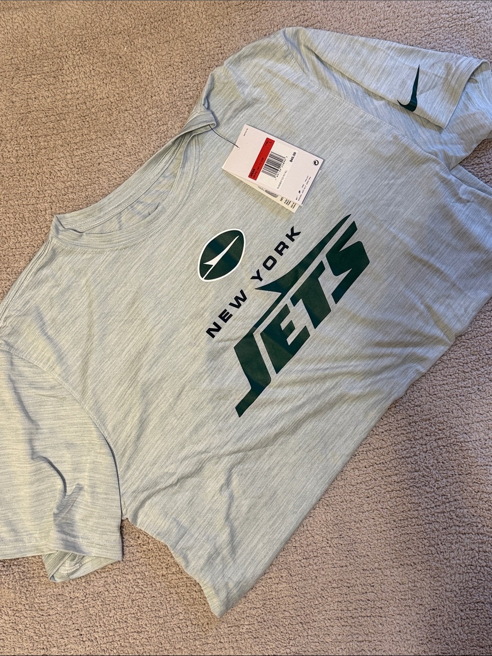 Nike Light Heather Gray New York Jets Short Sleeve Tee
